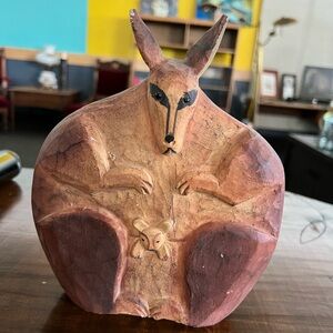 Vintage James Haddon Kangaroo Hand Carved Painted Folk Art Outback Sculpture